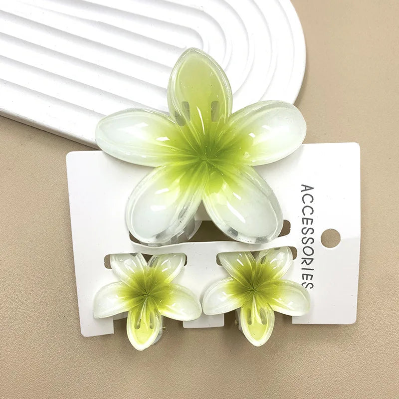 3Pcs/Set Sweet Flower Colroful Gradient Hair Claws Ponytail Cip Clamp Barrettes Hairpins For Women Girl Beach Hair Accessories
