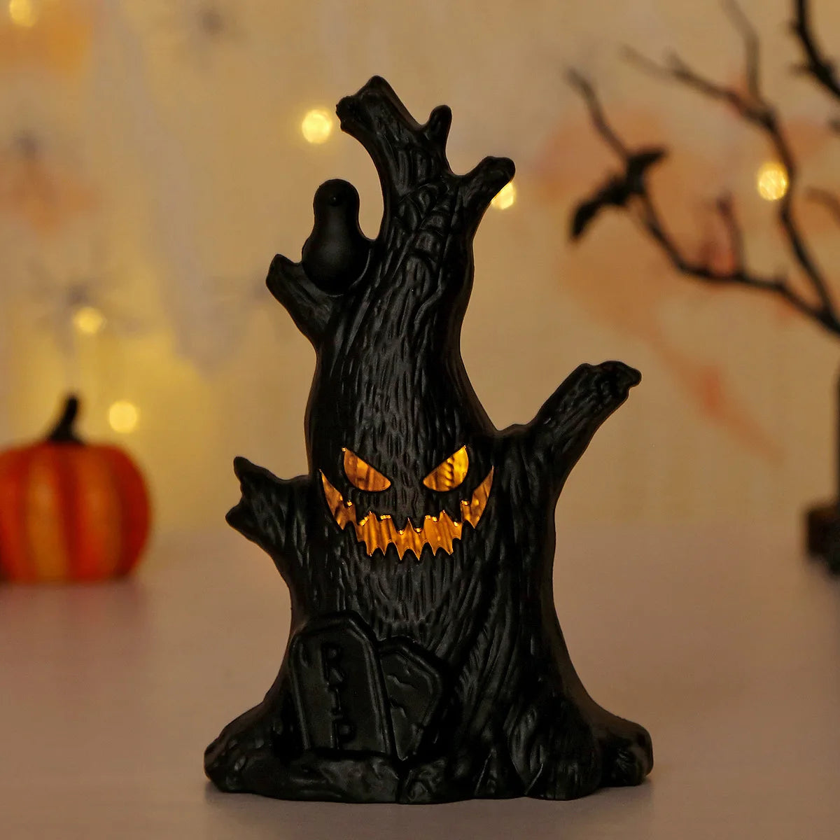 Halloween Horror Atmosphere Ghost Faces Tree Stumps LED Night Light Ghost Lights Haunted Rooms Escape Home Decoration