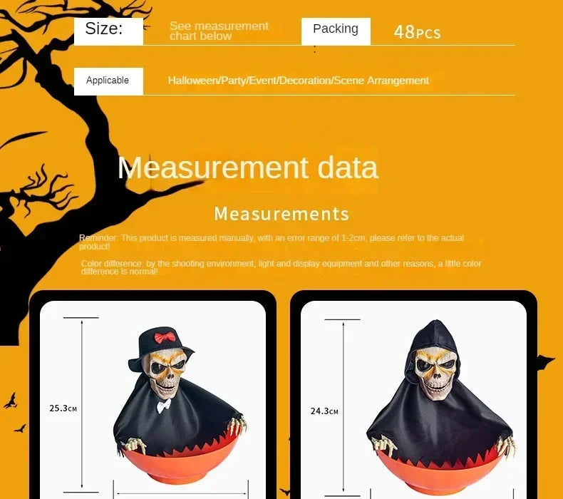 Halloween Electric Ghost Prop Animated Motion Sensor Light Up Sound Head Stretch Swing Party Decoration Haunted House Decor