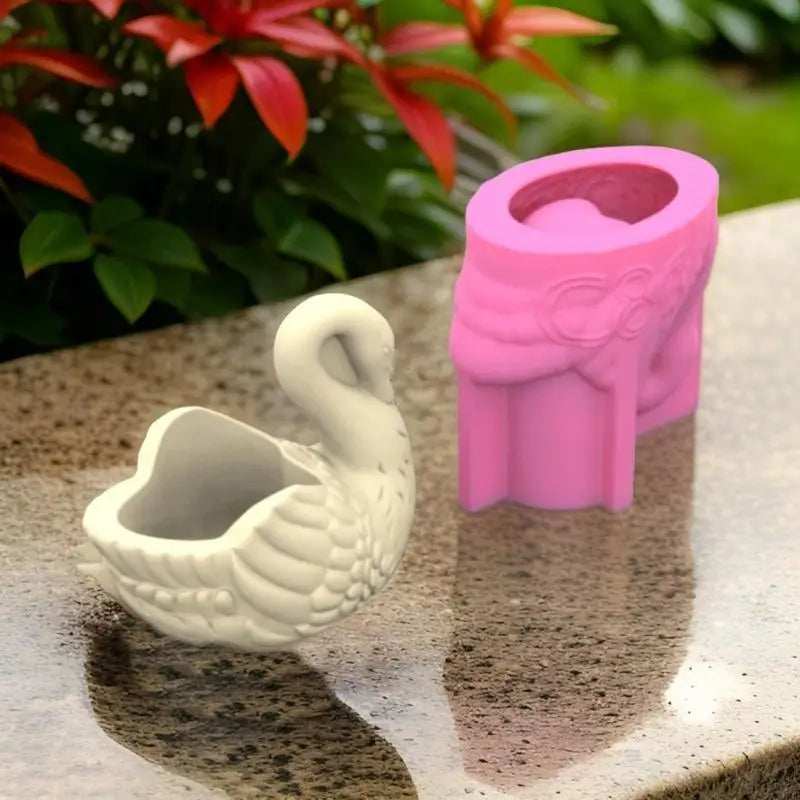 Swan shaped Flower Pot Silicone Mold Candle Cup Concrete Plaster Succulent Plant Pot Molds Epoxy Resin Storage Box Mould