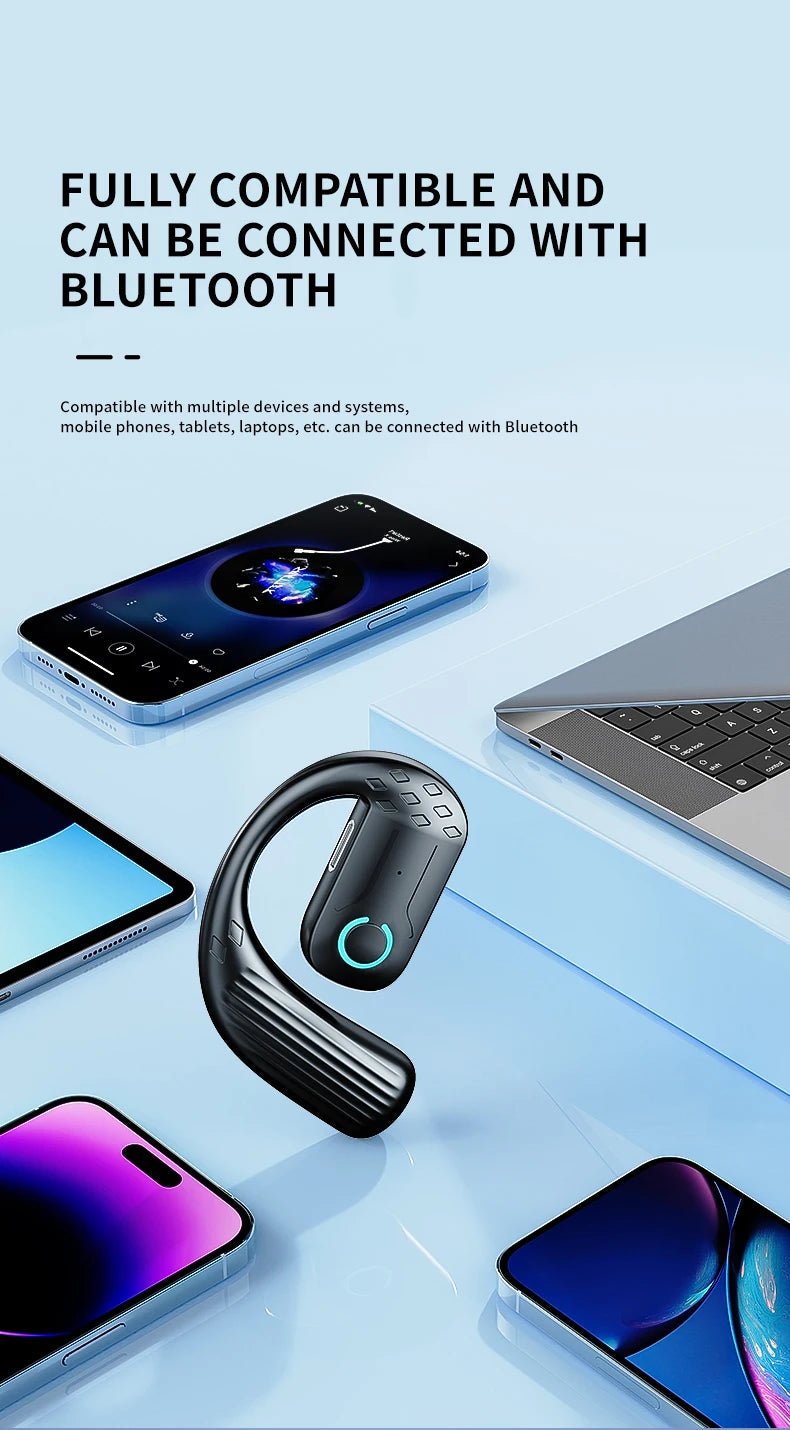 Bluetooth 5.4 Open Wireless Earphone 180° Rotation Adjustable Left Right Ear Universal Headset With Mic For Sport Business Music