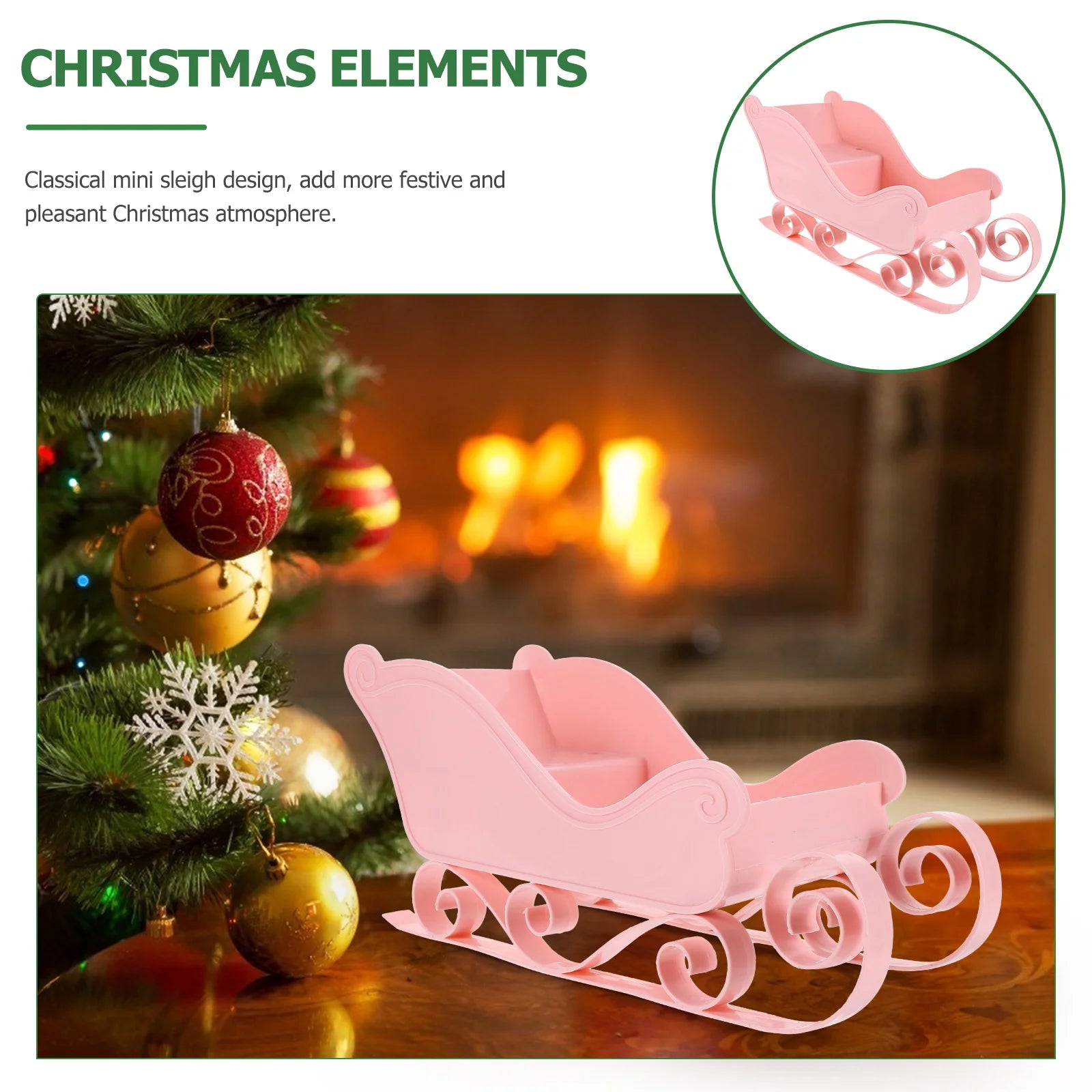 Christmas Tree Ornaments Sleigh Large Village Desktop Table Decoration Mini Adornment Christmas Sleigh Decor Festive Holiday