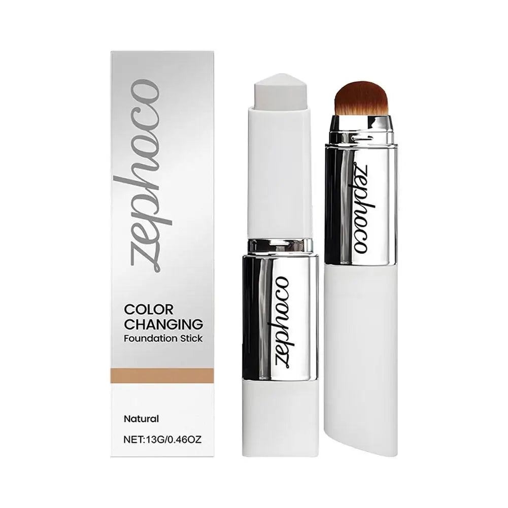 2-in-1 Color Changing Foundation Make-up Stick Double-head Concealer Stick With Brush Brightening Matt Light Foundation Makeup