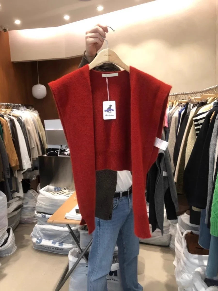 Autumnal Knitted Red awl Versatile Long Sve Top Warm Faionable Outerwear for Women Winter Season  Color Youth Fas...