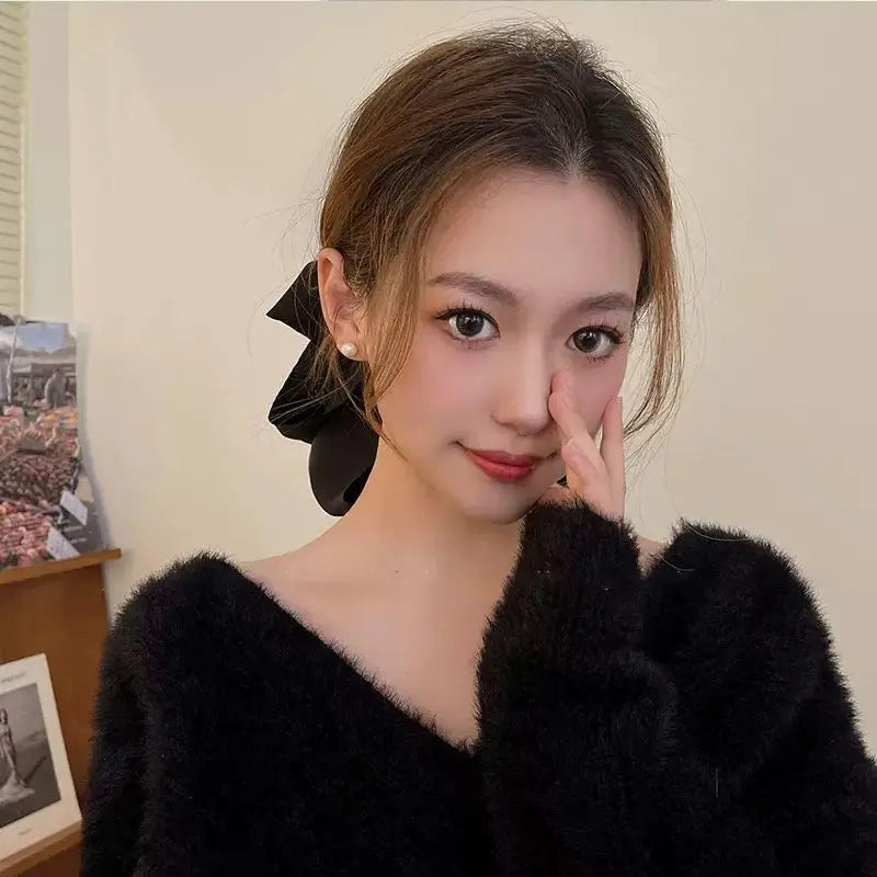 Women Big Size Bow Hair Clip Claw Clamp Women High Ponytail  Barrettes Headwear Girls  Hair Accessories