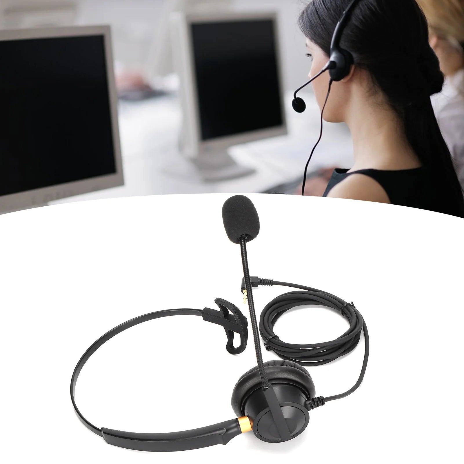 H600‑2.5 Telephone Headset 2.5mm Single Ear Customer Service Headphone with Noise Reduction Microphone 2.5mm Telephone Headset