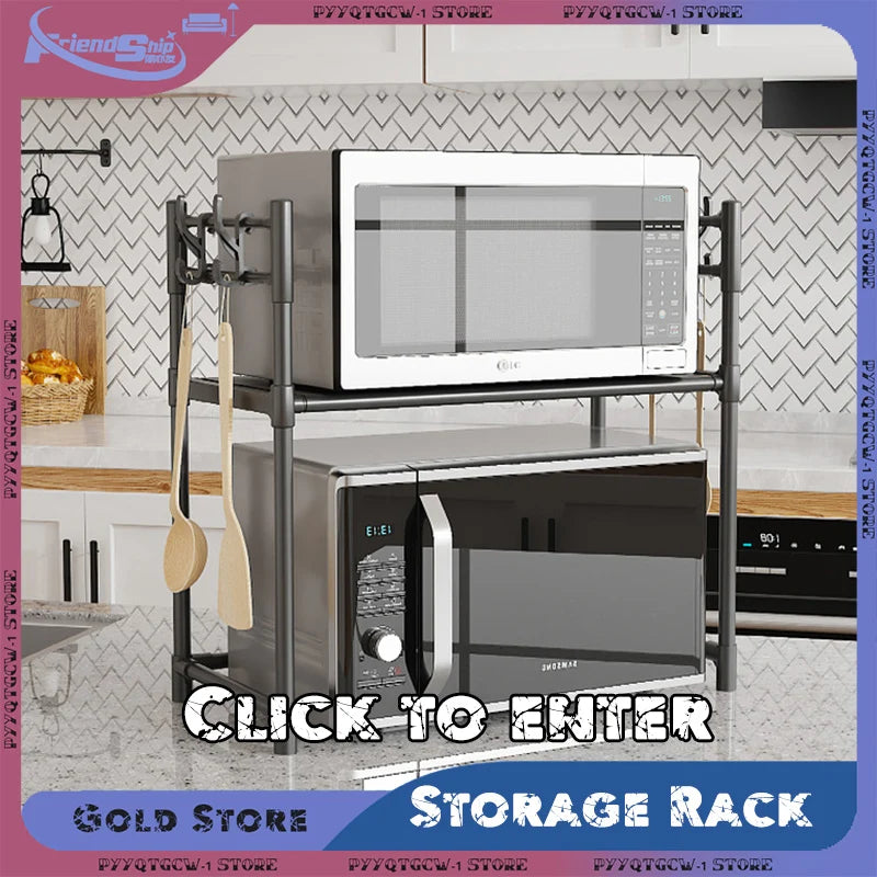 Kitchen Storage Rack Microwave Shelf Condiment Organizer Shelf Multi-Layer Simple Countertop Tidying Shelves Kitchen Accessories