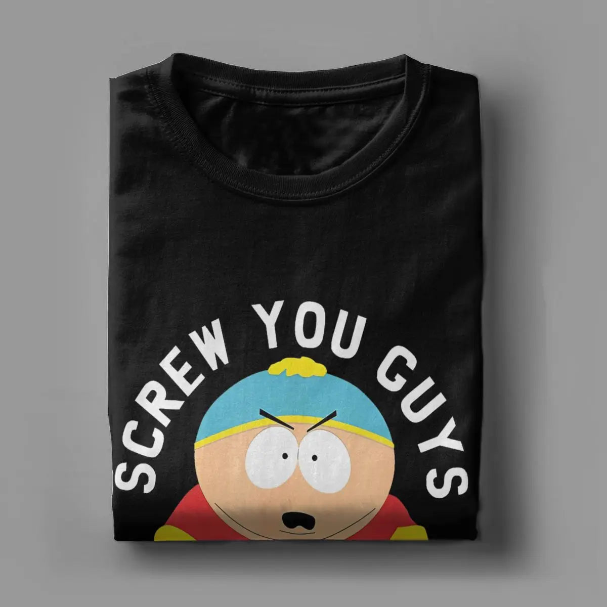 Men Souths Parks Cartman Screw You Guys T Shirts Funny Cartoon Cute Comic Pure Cotton Casual Short Sleeve O Neck Tee T-Shirts