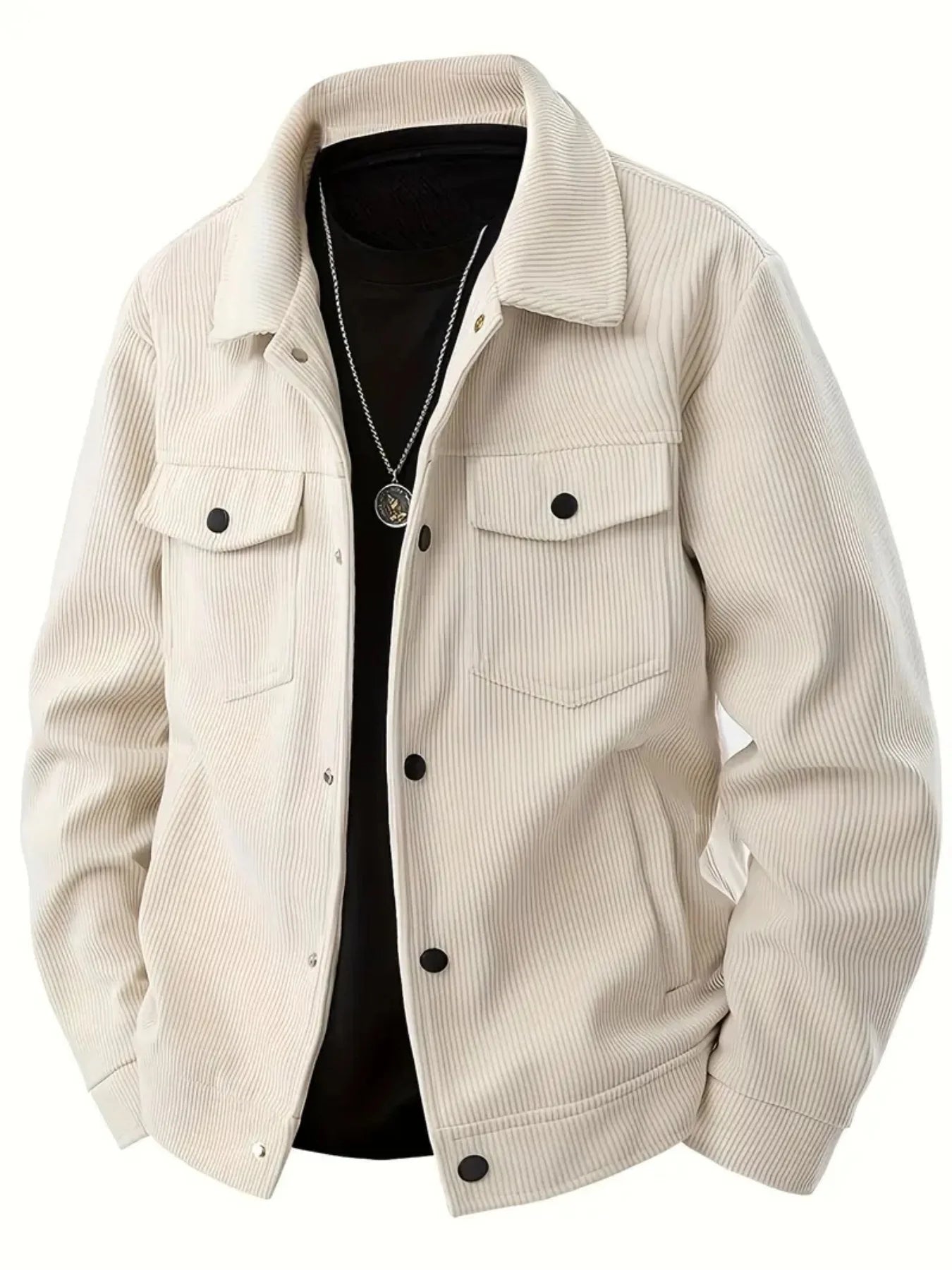 The 2025 new autumn corduroy jacket for men with a lapel, a trendy Japanese style loose coat