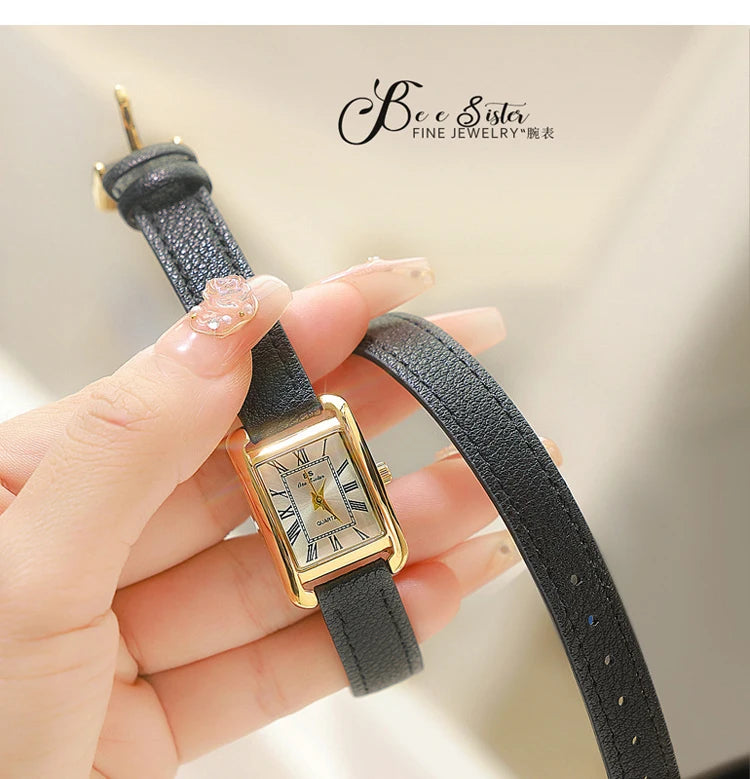 Women Watches 2025 Casual Vintage Leather Watch For Women Fashion Quartz Wristwatches Rose Gold Square Clock Gift For Girlfriend