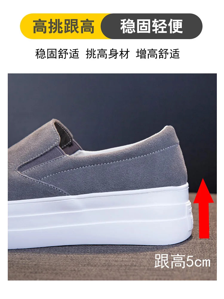 Shoes for Women Spring Leisure Sneakers New Womens Lazy Footwear Lightweight Thick Sole Genuine Leather Board Shoes Platform
