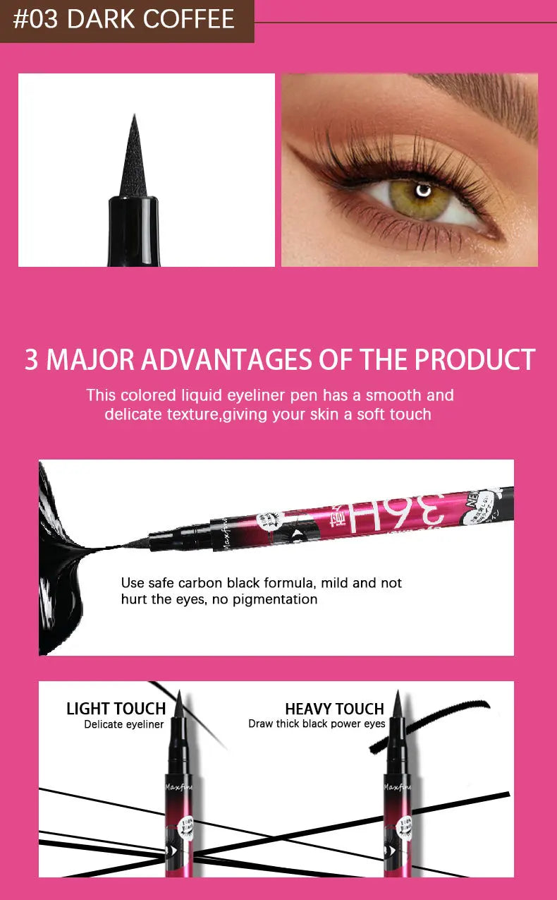 Long Lasting Quick Drying Waterproof Easy To Color Non Smudging Smooth Liquid Eyeliner
