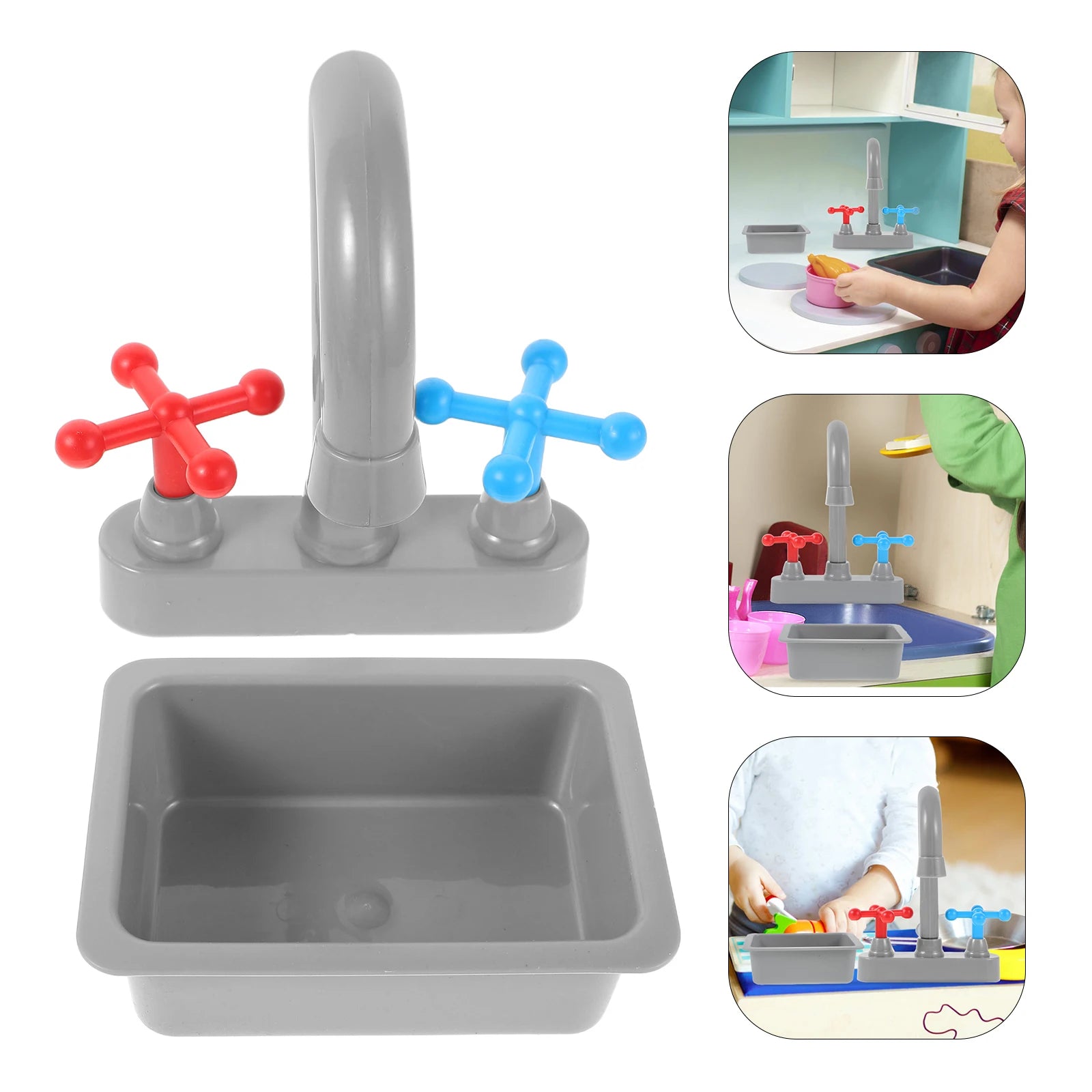 1 Set Mini Kitchen Sink With Faucet Kids Pretend Play Toys Realistic Washing Basin And Water Tap Molds Role Play Accessories