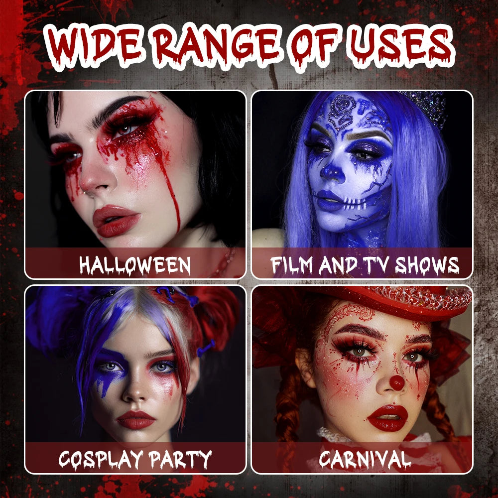 Halloween Blood Makeup Realistic Washable Fake Blood for Zombie Monster Clothes Body Paint Halloween Makeup