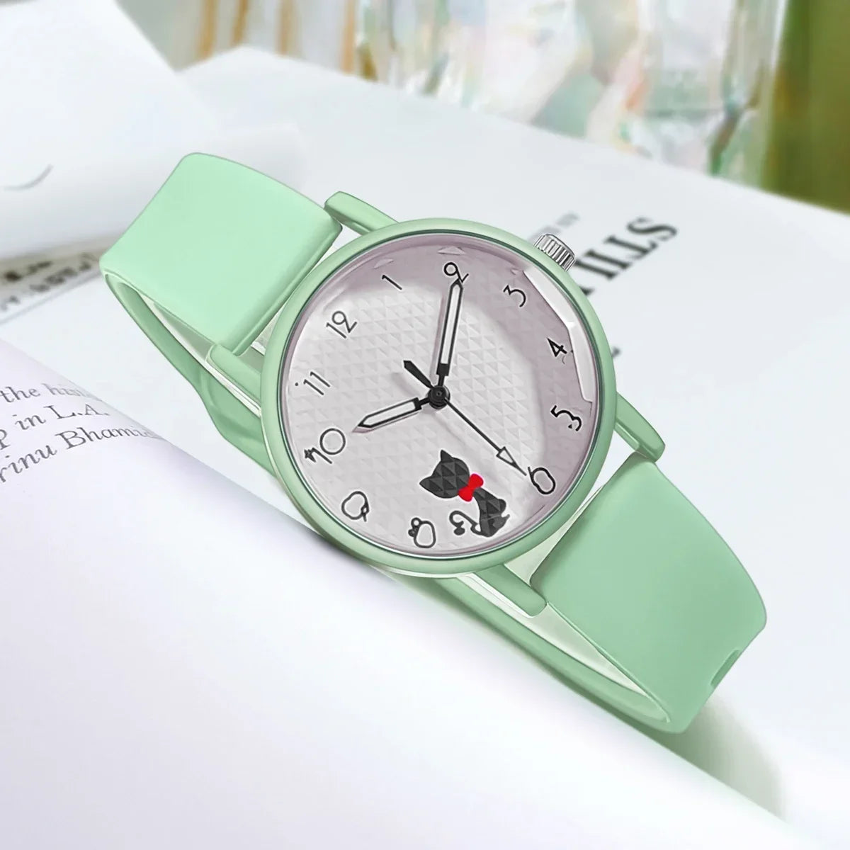 Women Watch Cute Cat Casual Wristwatch Quartz Watches for Women Clock Student Ladies Silicone Strap Watches Gift Reloj Mujer
