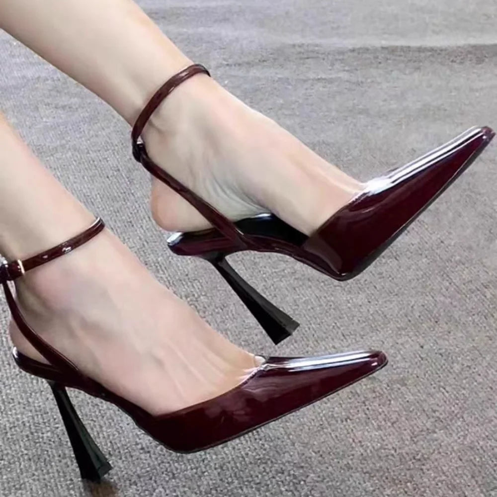 Shoes for Women 2025 Fashion Summer Pointed Toe High Heels Sexy Ankle Strap Evening Party Sandal Sweet with Ankle Buckle Strap