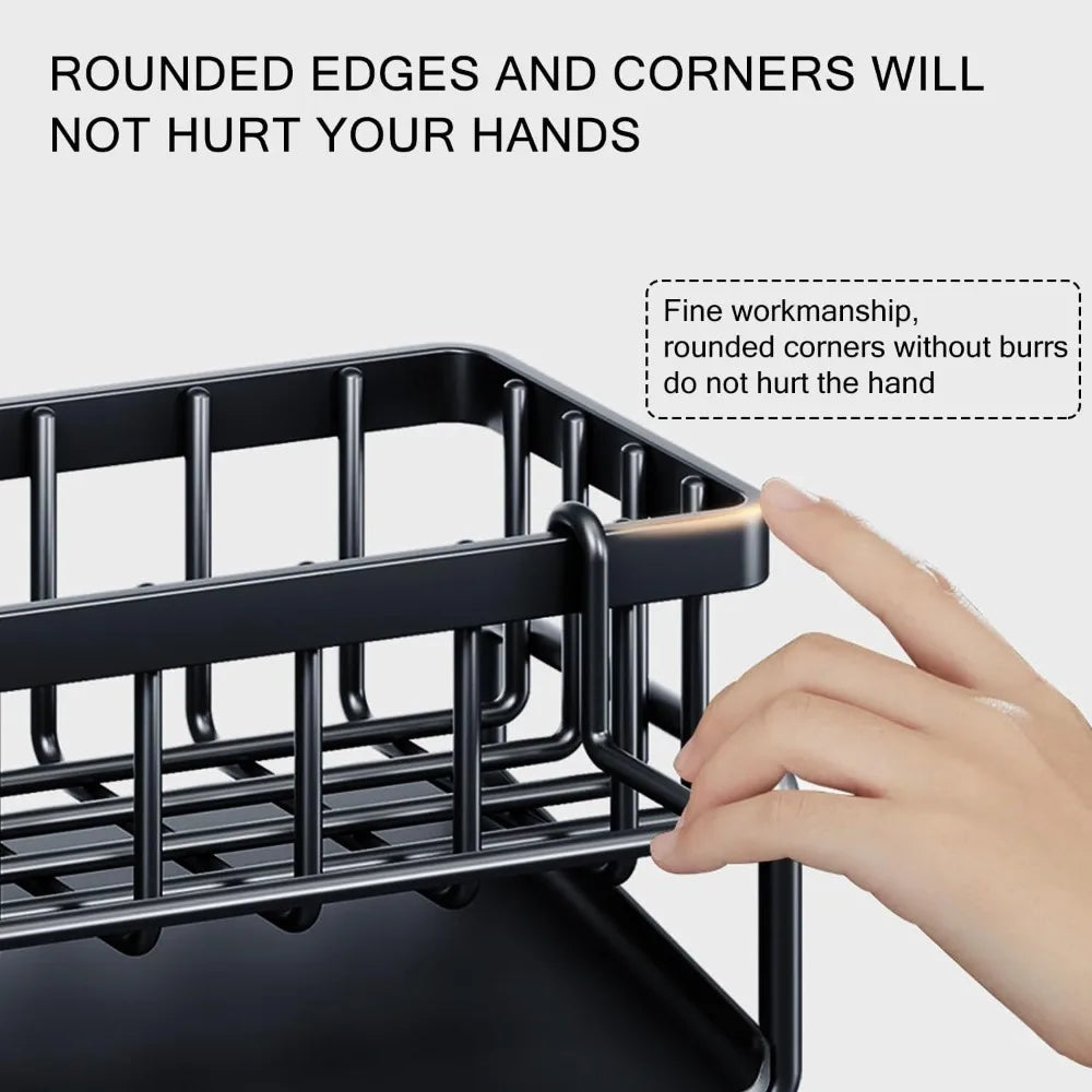 Kitchen Sink Basket Versatile Sink Shelf Kitchen Sink Storage with Draining Tray Washcloth Placement Rack Kitchen Tools