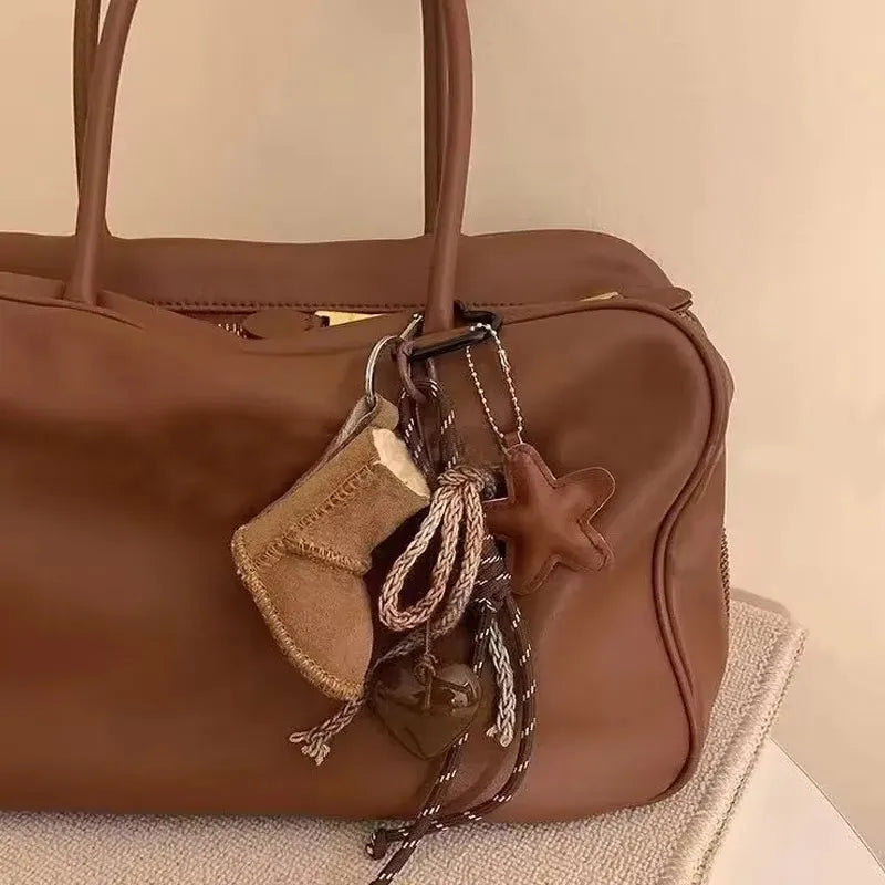 Winter Theme Bag Charm Keychain Pendant,Plush Snow Boots/Gloves Shape,Purse/Handbag Hanging Decoration,Keyring DIY Accessories