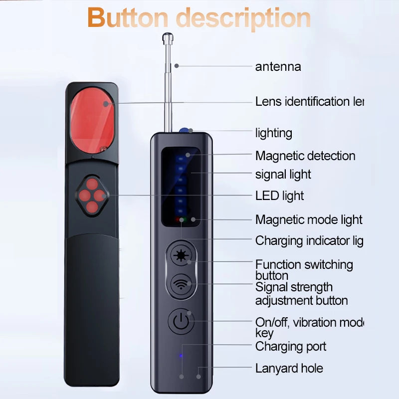 Hidden Camera Detector Anti-Spy Car GPS Tracker Listening Device Bug RF Wireless All Signal Scanner Gadget Security Protection