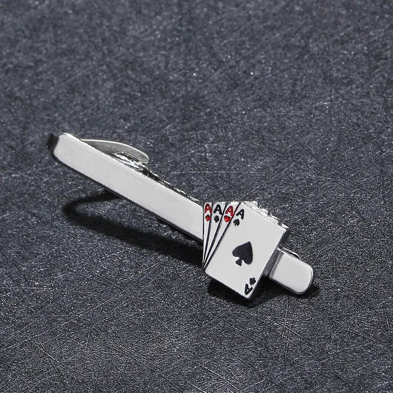 Men's Poker Cards Tie Clips Creative Fashion Formal Dress Shirt Accessories Casual Business Banquet Wedding Anniversary Gifts