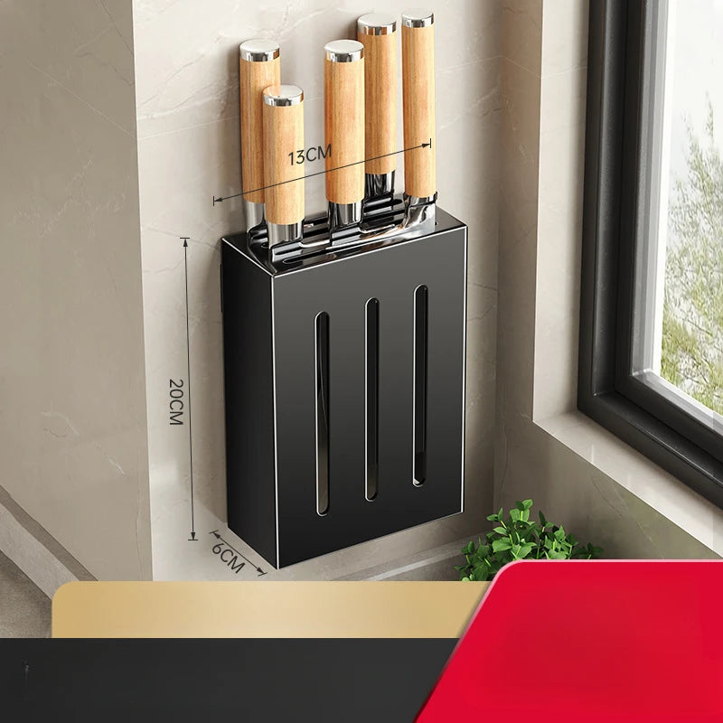 Kitchen knife holder, knife rack, non-perforation, wall-mounted storage box, kitchen organizer  kitchen items