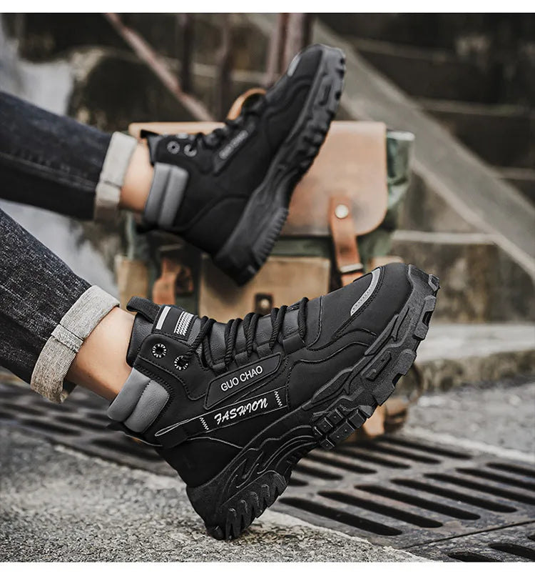 New fashionable and versatile work shoes, men's trendy and versatile thick-soled anti-slip casual boots