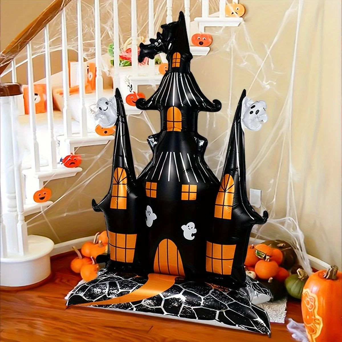 Halloween Giant Castle Standing Balloon House Witch Dead Tree Inflatable Foil Ballon Halloween Death's Day Party Decor Supplies