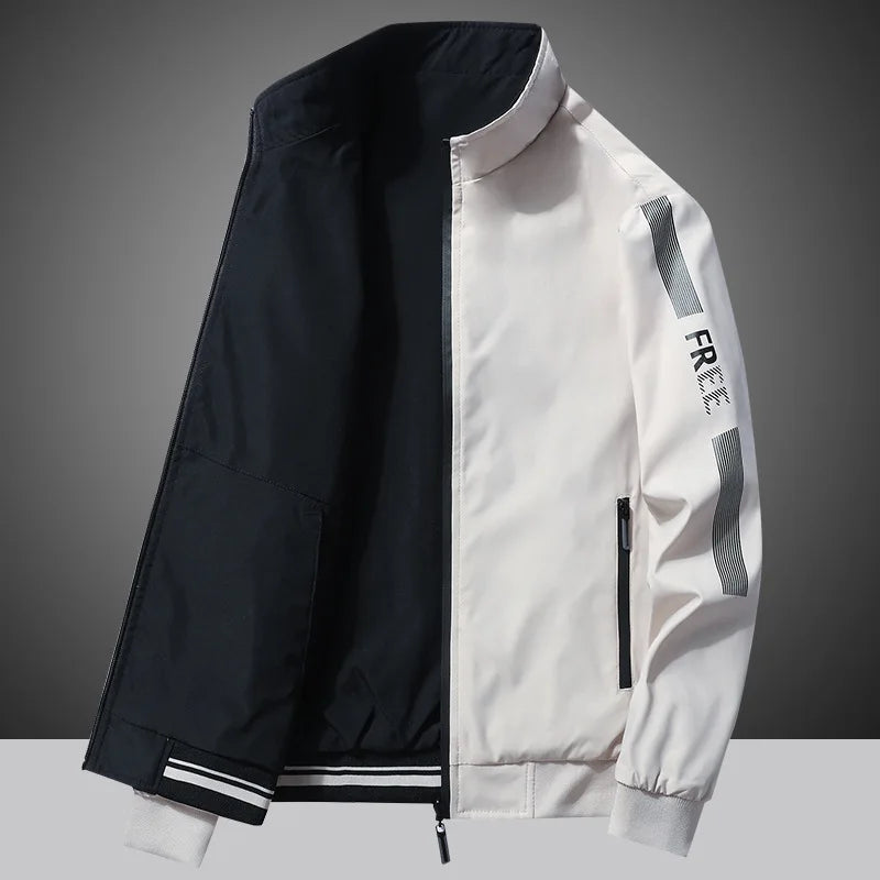 Business Jacket Men New Fashion Trend Spring Autumn Double-Sided Comfortable Jackets Versatile Stand Up Collar Workwear Coat Man