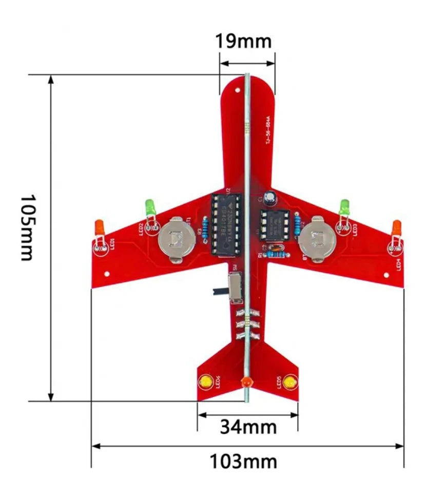 Electronic small aircraft flash circuit making kit LED flow lights DIY welding exercises experimental circuit board parts