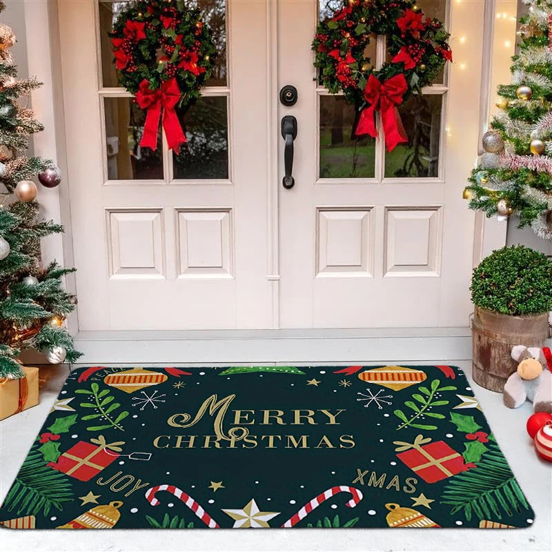 Christmas Carpet Cartoon Gingerbread Man Crystal Velvet Kitchen Floor Mat Non-slip Door Mat Entry Door Mat new year Home Decor
