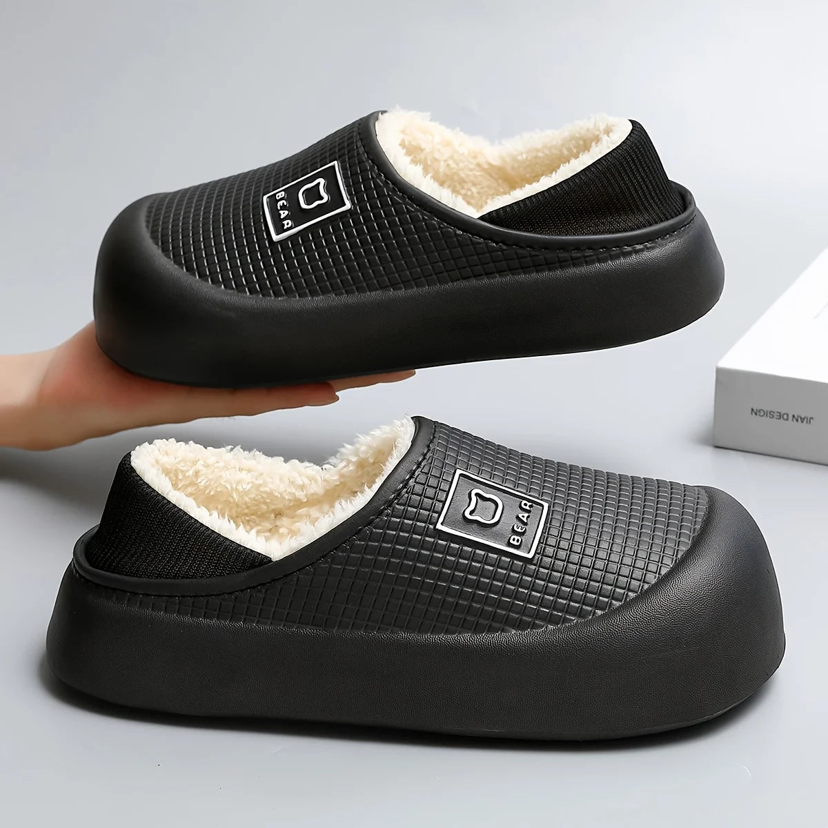 Women's Slippers Winter 2025 New Style Heeled Indoor Home Thick Sole Non-Slip Fleece Lined Warm Slippers for Women