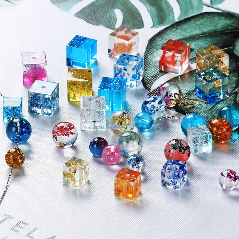 A Set of Four Crystal Ball Beads Making Silicone Mold，ApplicableDIYMaking Bracelet、Necklace、Keychain、Pendant、Jewelry and Epoxy R