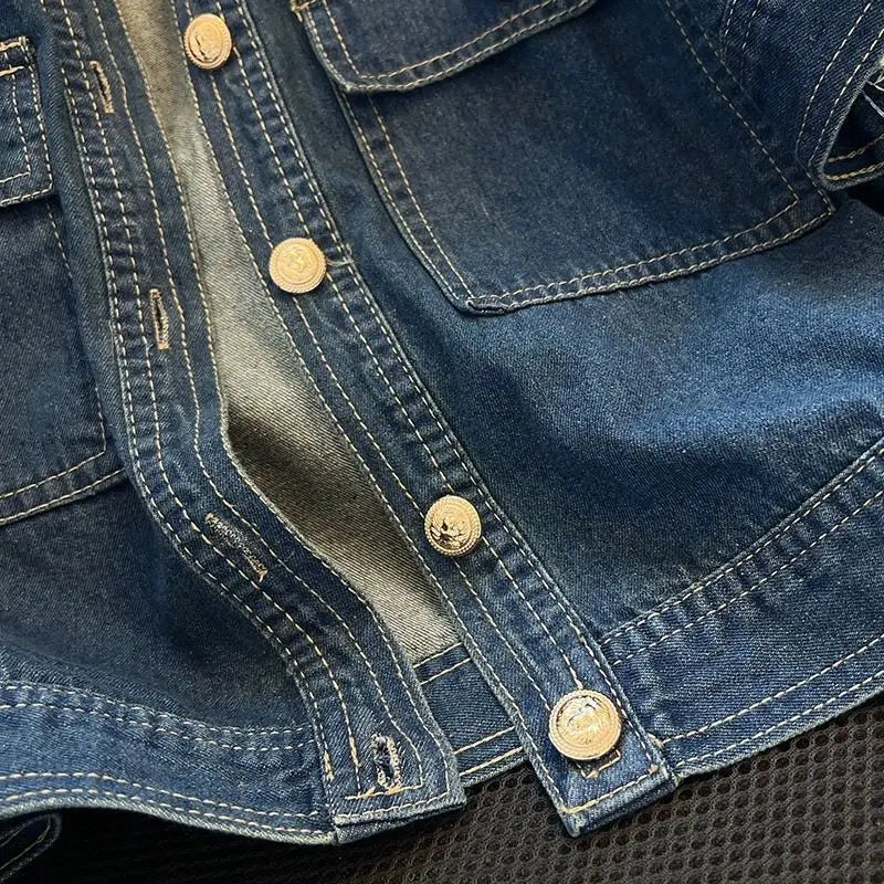 Streetwear Women's Denim Jackets Short Sleeve Summer Jean Jacket Outwear Ropa Mujer Fashion Retro Vintage Coat Cropped Tops