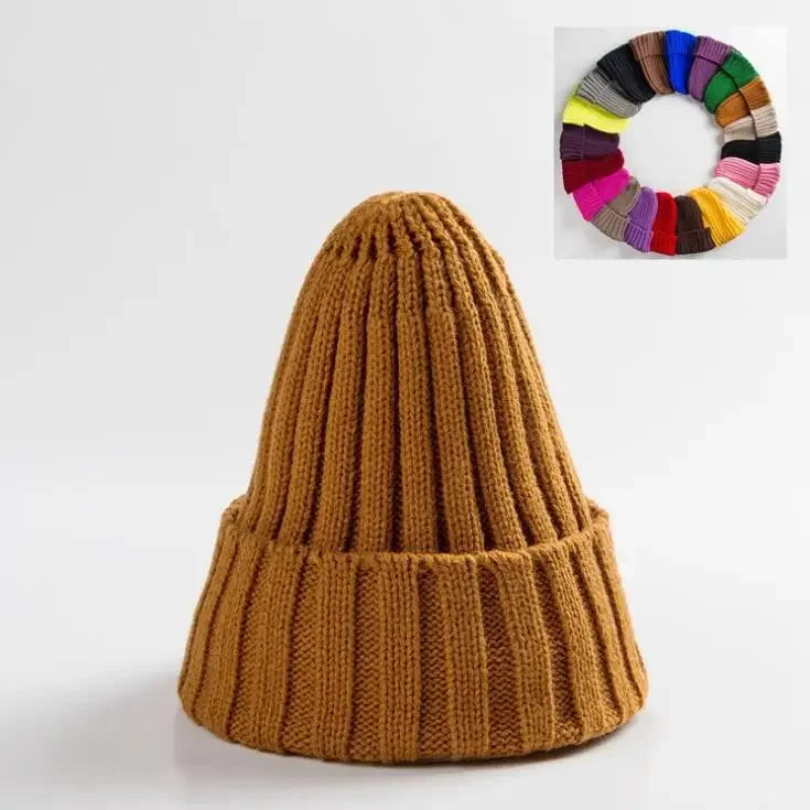 Winter Knitted Hat For Women Acrylic Beanie Unisex Elastic Warm Hip Hop Cap Soft Baggy Bonnet шапка женская Wholesale