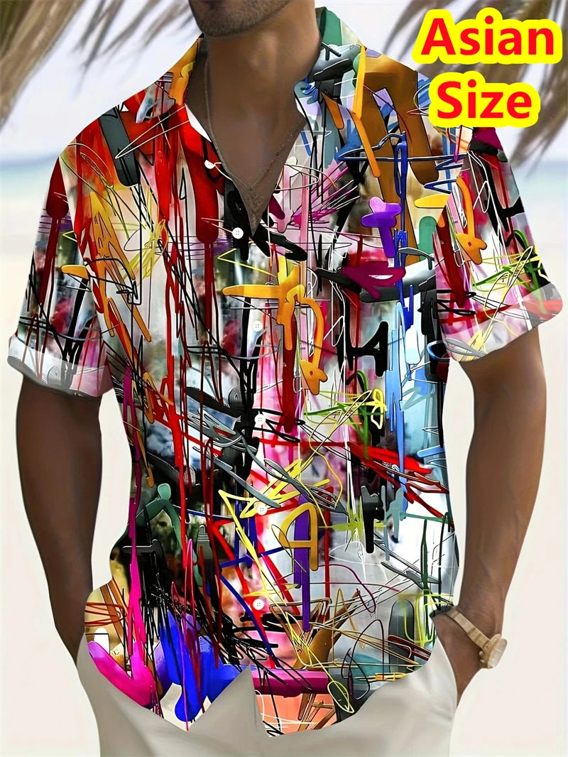 Abstract Men's Shirts Streetwear Beach Male Shirt Short Sleeve Cool Skull 3d Hawaiian Shirt Man 2025 New Tops Women Hip Hop Tops