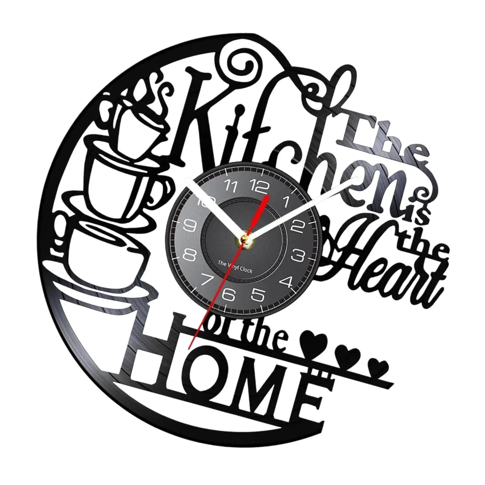 Kitchen Record Wall Clock Decorative Arabic Numeral Artwork Kitchen Heat Home