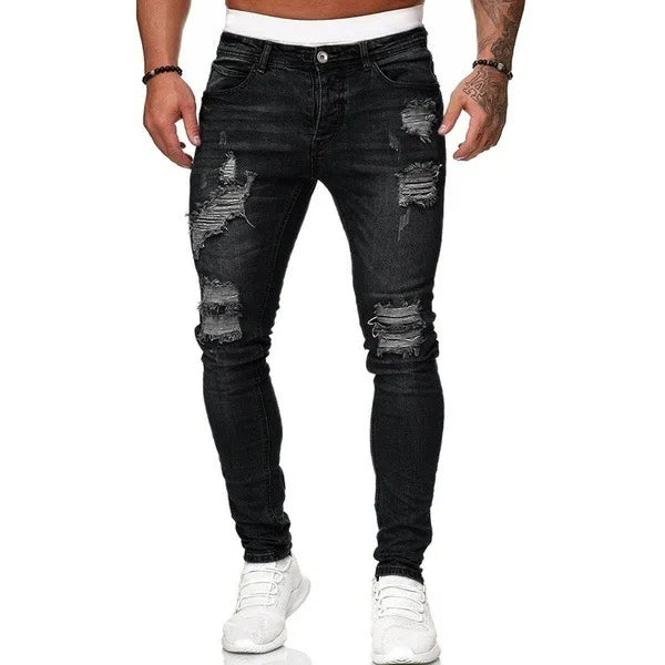 Mens Black Jeans Slim Fit Quality Gray Casual Male Jeans Pants Skinny Fit Men Pants Hip Hop Streetwear Cotton Denim Trousers