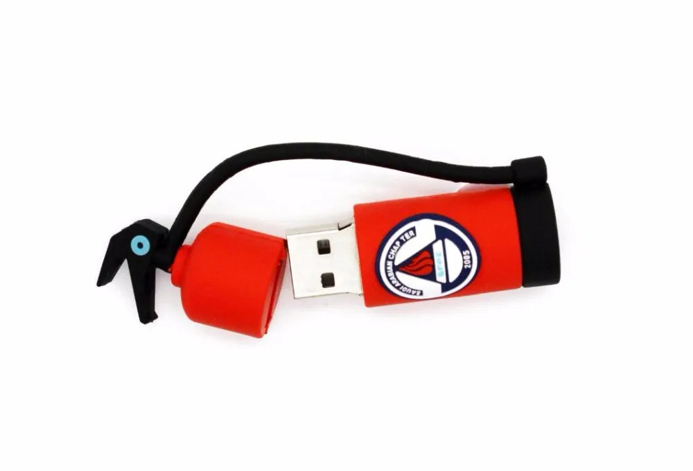 JASTER Cartoon Fire Extinguisher USB 2.0 Flash Drive 128GB Cute Silicone Memory Stick 64GB Gifts For Children Pen Drive 32GB 8GB