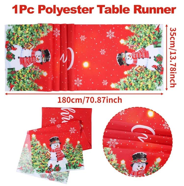 Christmas Table Runner Merry Christmas Decoration for Home Xmas Party Decor 2025 Navidad Notal Noel Ornament Happy New Year 2026