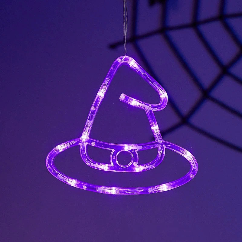 Halloween LED String Lights Ghost Pumpkin Spider Witch Hat Modeling Lamp with Suction Cup Festival Party Home Decoration