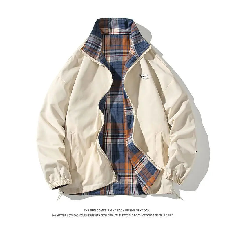 Bomber Jackets Women American Retro Chic High Street Casual Coats Reversible Turn-down Collar Fashion Newly Autumn Simple Loose