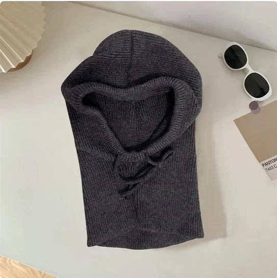 Winter Balaclava Hats For Men&Women Unisex Knitted Hooded Caps Outdoor Warmer Drawstring Hats One-Piece Neck Collar Beanies Cap