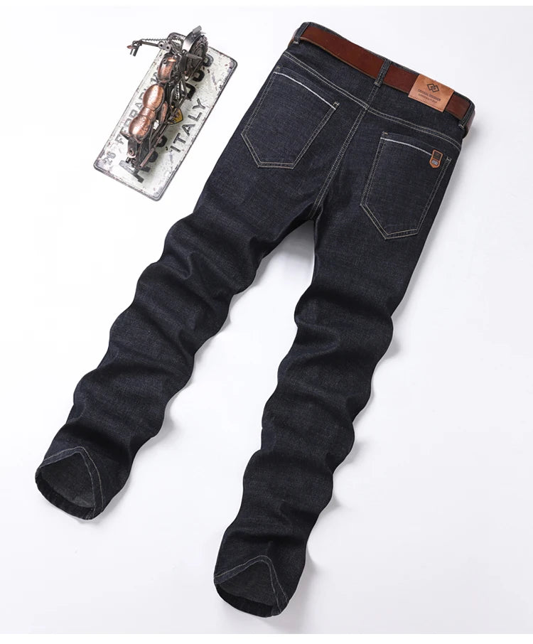 2024 Denim Jeans Casual Fashion Business Pants Classic New Arrivals Elastic Regular Fit Straight Trousers