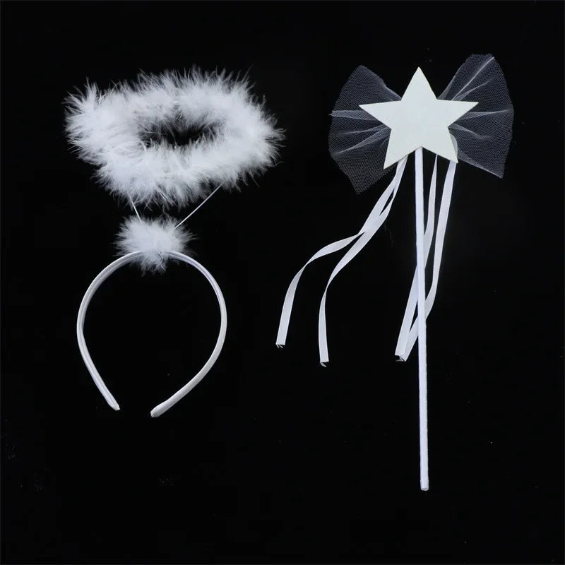 Halloween Witch Demon Angel Halo Headband Devil Headpiece Evil Headdress Magic Sticks Party Holiday Black White Red