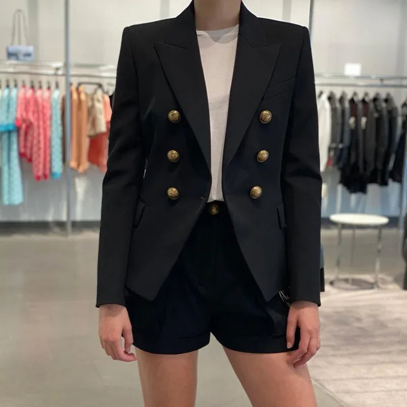 women suits jacket Women's Notched Lapel Double Breasted Blazer Suit Long Sleeve Buttons Casual Work Office Jacket Blazers