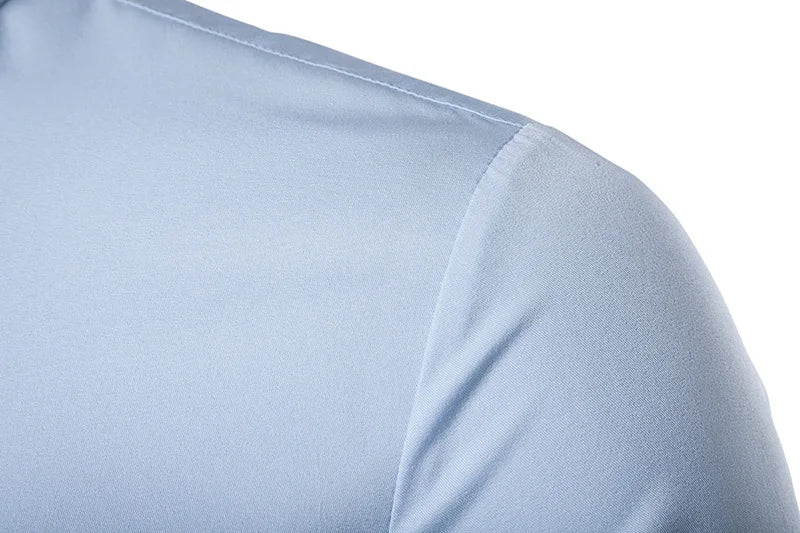 2025 Men's Oblique Button Dress Shirt High Quality Long Sleeve Slim Embroidery Shirts Men Stand Collar Business Wedding Camisas