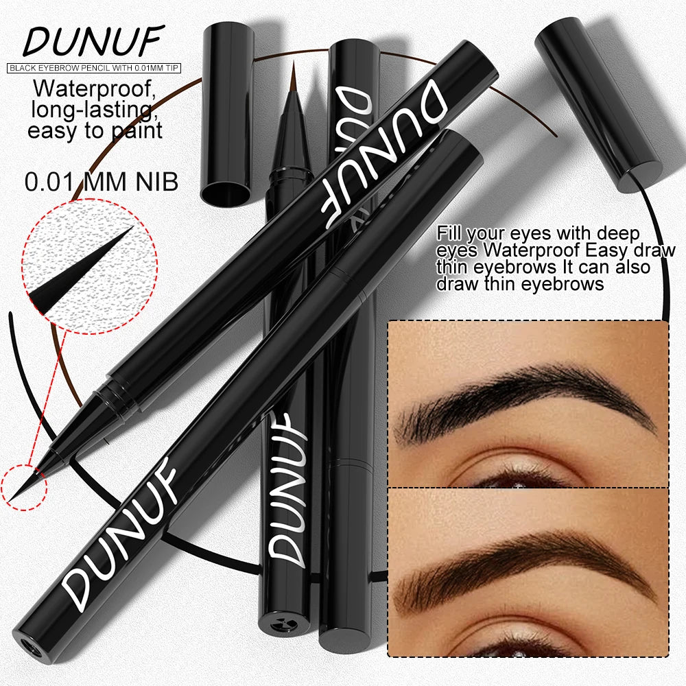 DUNUF 2 Colors Long-lasting liquid Eyebrow pencil Ultra-fine anti-stain, waterproof and perspiration-proof quick drying Eyeliner