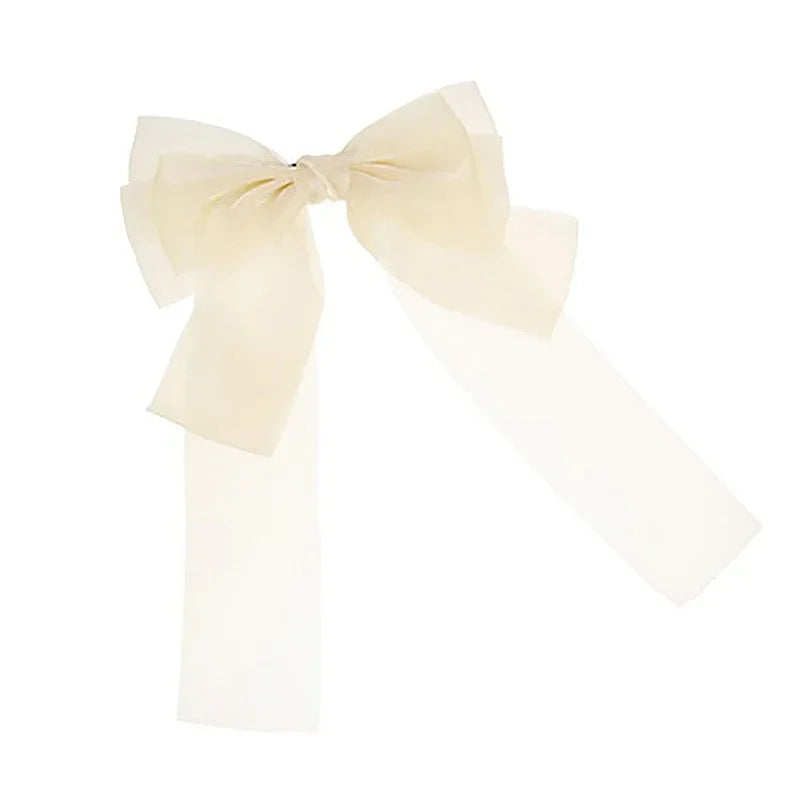 New Fashion Hair Accessories Black White Yarn Bow Hair Clip For Women Girls Spring Clip Back Head Hairpin