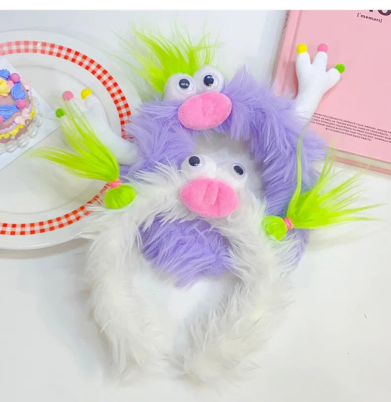 Winter Funny Ugly Doll Hairbands Cute Children Kids Headband Girl Dopamine Cartoon Plush Hairband Hair Accessories