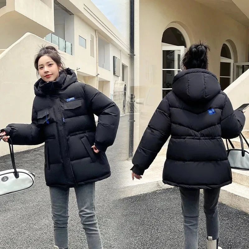 New Winter Women Down Cotton Jackets Casual Oversized Parkas Thick Warm Hooded Pattern Coats Female Winter Outwear Sports Parkas